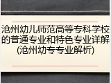 沧州幼儿师范高等专科学校的普通专业和特色专业详解(沧州幼专专业解析)