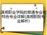 潇湘职业学院的普通专业和特色专业详解(潇湘职院专业解析)