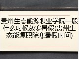 贵州生态能源职业学院一般什么时候放寒暑假(贵州生态能源职院寒暑假时间)