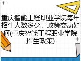 重庆智能工程职业学院每年招生人数多少，政策变动如何(重庆智能工程职业学院招生政策)