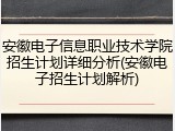 安徽电子信息职业技术学院招生计划详细分析(安徽电子招生计划解析)