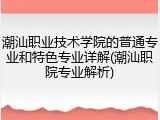 潮汕职业技术学院的普通专业和特色专业详解(潮汕职院专业解析)