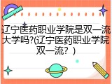 辽宁医药职业学院是双一流大学吗?(辽宁医药职业学院双一流？)