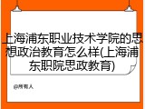 上海浦东职业技术学院的思想政治教育怎么样(上海浦东职院思政教育)