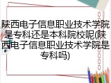 陕西电子信息职业技术学院是专科还是本科院校呢(陕西电子信息职业技术学院是专科吗)