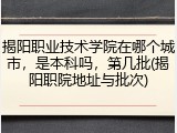 揭阳职业技术学院在哪个城市，是本科吗，第几批(揭阳职院地址与批次)
