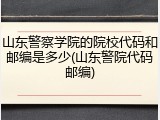 山东警察学院的院校代码和邮编是多少(山东警院代码邮编)
