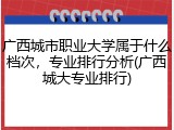 广西城市职业大学属于什么档次，专业排行分析(广西城大专业排行)