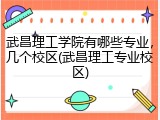 武昌理工学院有哪些专业，几个校区(武昌理工专业校区)