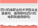 四川机电职业技术学院含金量量吗，值得报吗(四川机电职院值得报吗)