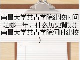 南昌大学共青学院建校时间是哪一年，什么历史背景(南昌大学共青学院何时建校)