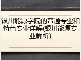 银川能源学院的普通专业和特色专业详解(银川能源专业解析)