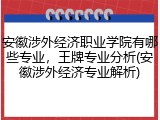 安徽涉外经济职业学院有哪些专业，王牌专业分析(安徽涉外经济专业解析)