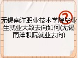 无锡南洋职业技术学院毕业生就业大致去向如何(无锡南洋职院就业去向)