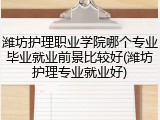潍坊护理职业学院哪个专业毕业就业前景比较好(潍坊护理专业就业好)