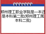 郑州理工职业学院是一本还是本科第二批(郑州理工属本科二批)