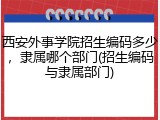 西安外事学院招生编码多少，隶属哪个部门(招生编码与隶属部门)