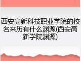 西安高新科技职业学院的校名来历有什么渊源(西安高新学院渊源)
