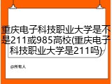 重庆电子科技职业大学是不是211或985高校(重庆电子科技职业大学是211吗)