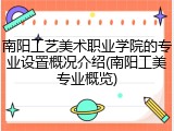 南阳工艺美术职业学院的专业设置概况介绍(南阳工美专业概览)