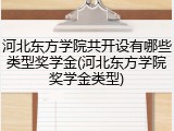 河北东方学院共开设有哪些类型奖学金(河北东方学院奖学金类型)
