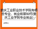 重庆工业职业技术学院有哪些专业，就业前景如何(重庆工业学院专业就业)