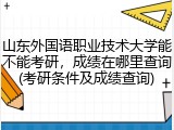 山东外国语职业技术大学能不能考研，成绩在哪里查询(考研条件及成绩查询)