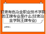 甘肃有色冶金职业技术学院的王牌专业是什么(甘肃冶金学院王牌专业)