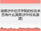 湖南涉外经济学院的校名来历有什么渊源(涉外校名渊源)