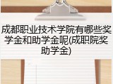 成都职业技术学院有哪些奖学金和助学金呢(成职院奖助学金)
