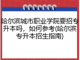 哈尔滨城市职业学院要招专升本吗，如何参考(哈尔滨专升本招生指南)