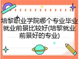 培黎职业学院哪个专业毕业就业前景比较好(培黎就业前景好的专业)
