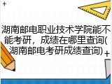 湖南邮电职业技术学院能不能考研，成绩在哪里查询(湖南邮电考研成绩查询)