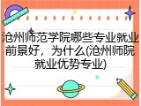 沧州师范学院哪些专业就业前景好，为什么(沧州师院就业优势专业)