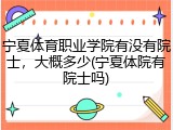 宁夏体育职业学院有没有院士，大概多少(宁夏体院有院士吗)