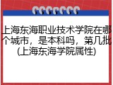 上海东海职业技术学院在哪个城市，是本科吗，第几批(上海东海学院属性)