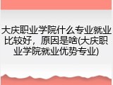 大庆职业学院什么专业就业比较好，原因是啥(大庆职业学院就业优势专业)