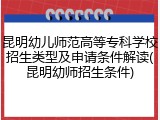 昆明幼儿师范高等专科学校招生类型及申请条件解读(昆明幼师招生条件)