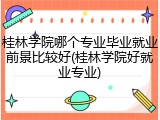桂林学院哪个专业毕业就业前景比较好(桂林学院好就业专业)