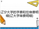 辽宁大学的学费和住宿费明细(辽大学宿费明细)