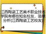 江西陶瓷工艺美术职业技术学院有哪些知名校友，简单分析(江西陶瓷工艺校友)