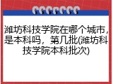 潍坊科技学院在哪个城市，是本科吗，第几批(潍坊科技学院本科批次)