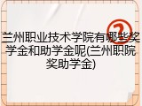 兰州职业技术学院有哪些奖学金和助学金呢(兰州职院奖助学金)