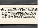 武汉海事职业学院在读期间怎么申请助学贷款(武汉海事职业学院助学贷款申请)