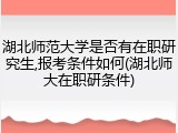 湖北师范大学是否有在职研究生,报考条件如何(湖北师大在职研条件)