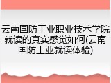 云南国防工业职业技术学院就读的真实感觉如何(云南国防工业就读体验)
