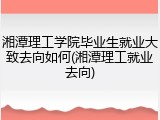 湘潭理工学院毕业生就业大致去向如何(湘潭理工就业去向)
