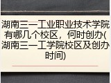湖南三一工业职业技术学院有哪几个校区，何时创办(湖南三一工学院校区及创办时间)