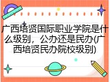 广西培贤国际职业学院是什么级别，公办还是民办(广西培贤民办院校级别)