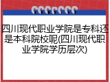 四川现代职业学院是专科还是本科院校呢(四川现代职业学院学历层次)